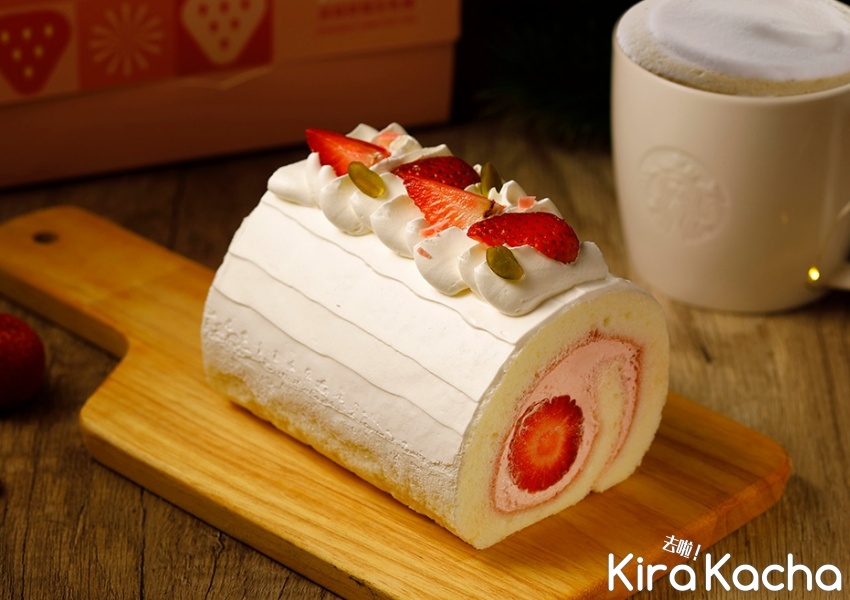 星巴克耶誕草莓生乳捲 / KiraKacha去啦！