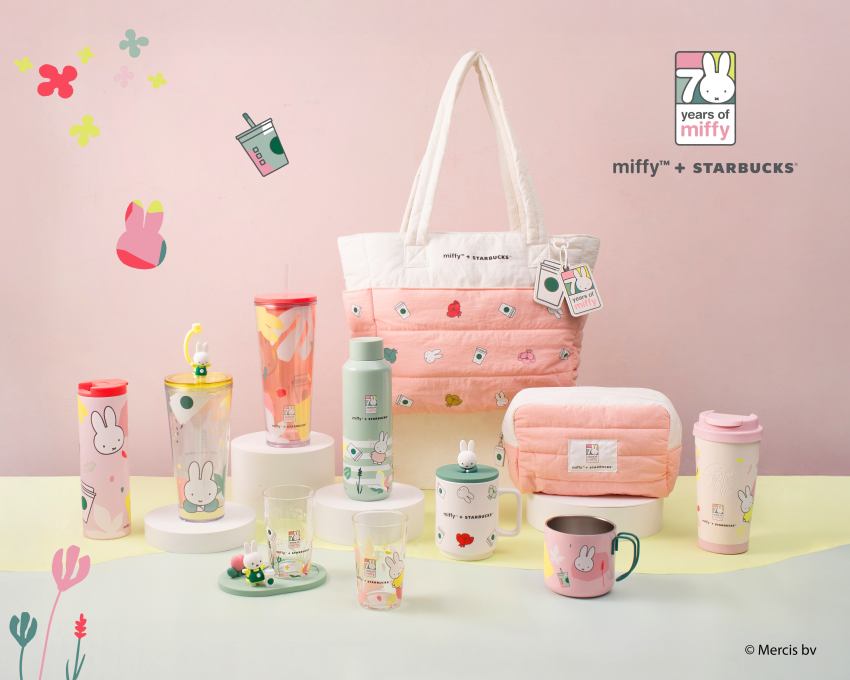 星巴克×miffy聯名再度登場，慶祝miffy70週年推出16款限量杯款與包袋，全台門市與線上同步開賣，掀起秋季最療癒收藏熱潮。
