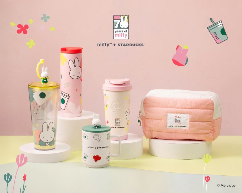星巴克×miffy聯名再度登場，慶祝miffy70週年推出16款限量杯款與包袋，全台門市與線上同步開賣，掀起秋季最療癒收藏熱潮。