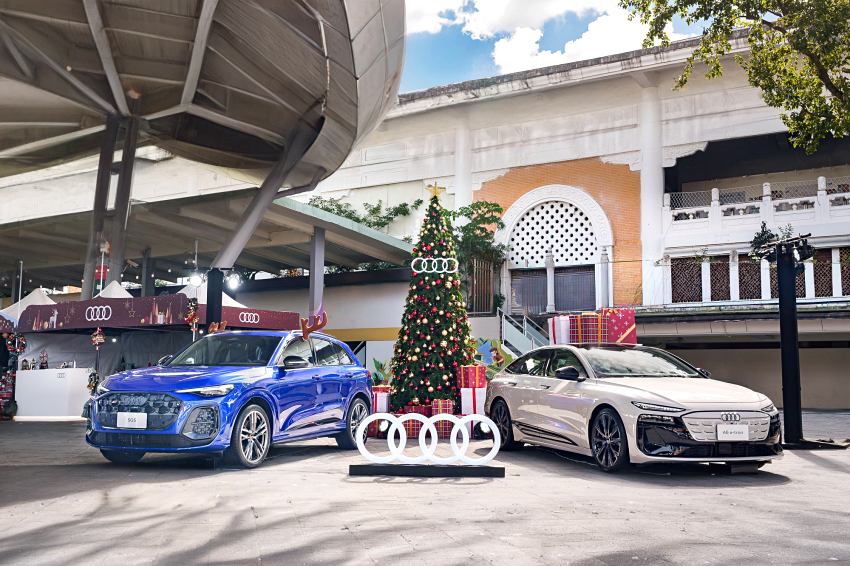 Audi Taiwan 於台北圓山花博公園展出全新 A6 Sportback e-tron 搭配節慶裝飾,呈現德式聖誕氛圍。