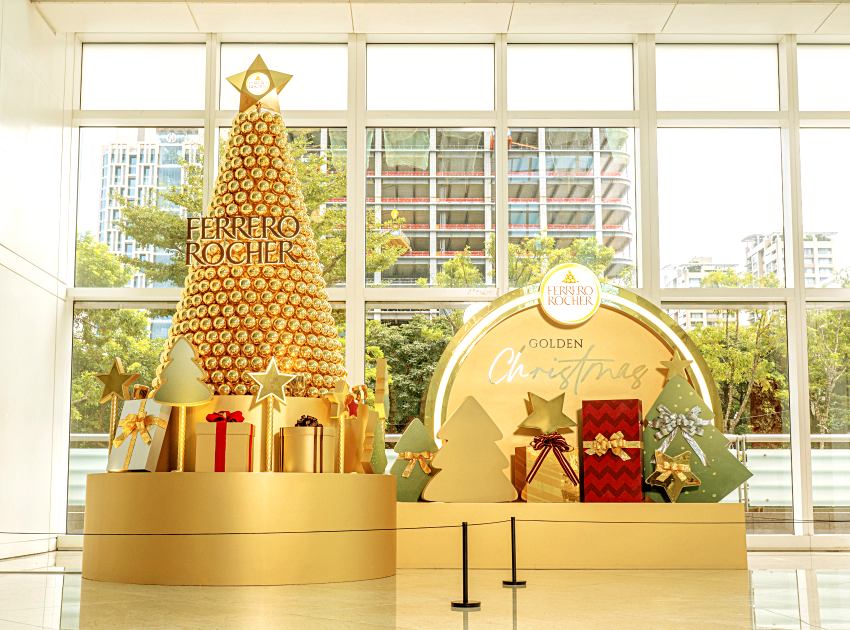 現場以Add Your Golden Touch為主題,透過璀璨光影營造出夢幻的金色耶誕氛圍