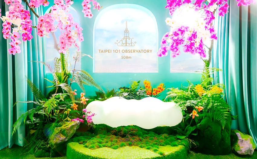 台北101新春年度大展「蕨蘭之美」主視覺，透過流動的視覺語彙展現台灣特有的蕨類與蘭花之美。