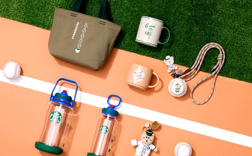 星巴克2026棒球主題系列全品項,涵蓋馬克杯、冷水壺、手提袋與熊寶寶配件。