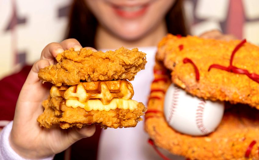 肯德基楓糖風味鬆餅咔啦肉霸堡3月3日登場，雙層炸雞夾比利時鬆餅打造最強棒球應援餐