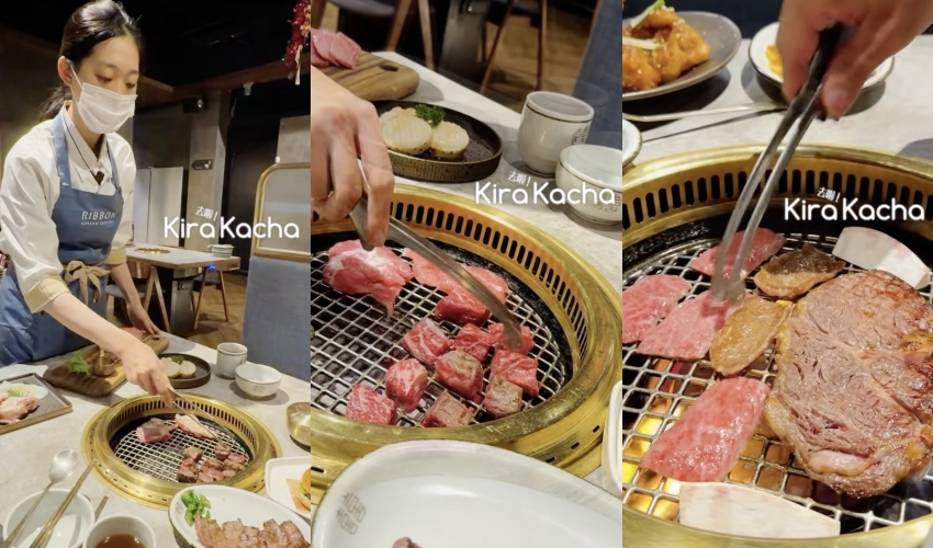 台中西區RIBBON醴本韓國正統燒肉專人代烤水梨醃醬牛小排9款小菜無限續