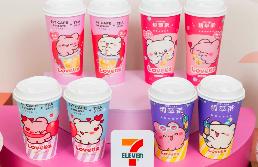 Loveez角色分別出現在CITY TEA與不可思議茶BAR的聯名杯上。圖/統一超商提供