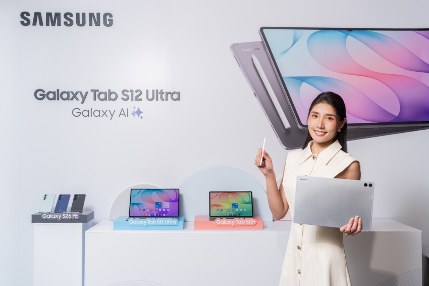 台灣三星Galaxy Tab S12系列新品展示與S Pen。圖/台灣三星電子提供
